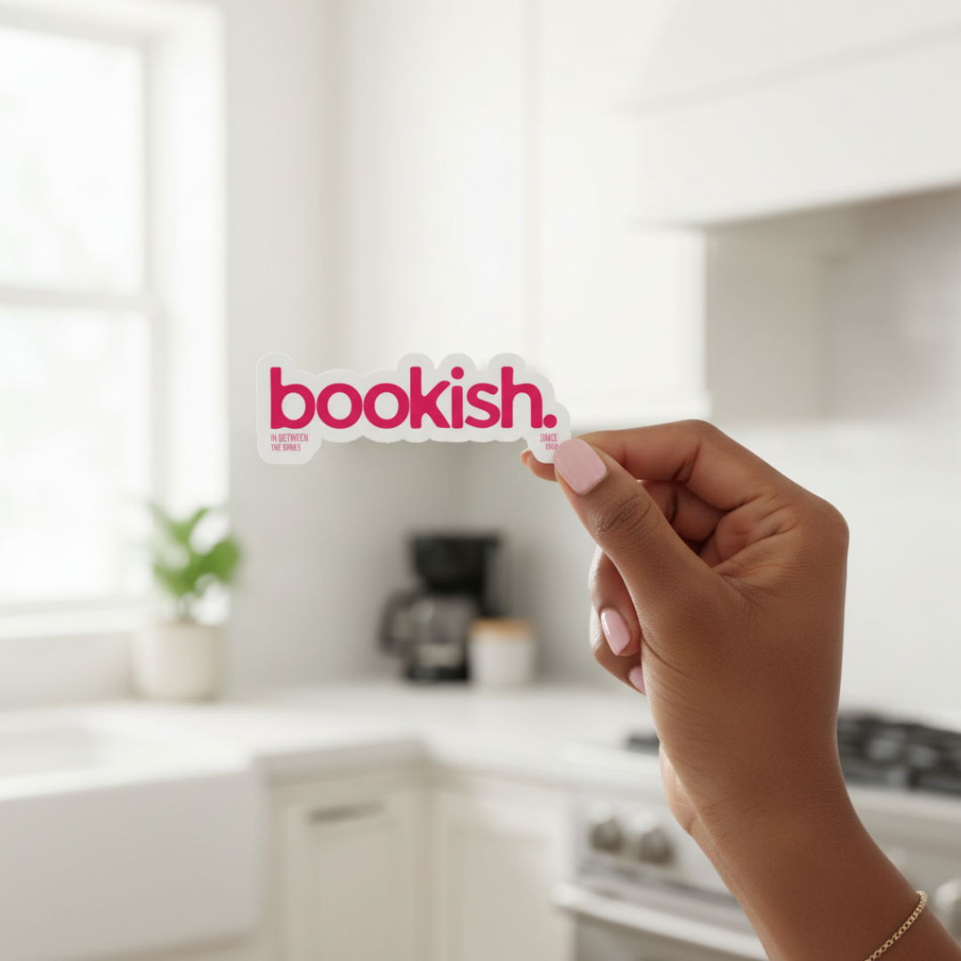 Pink Bookish Sticker Printify